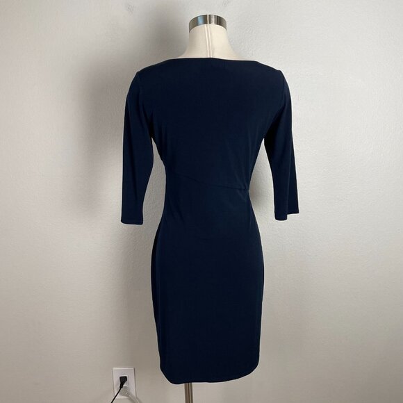 Velvet by Graham & Spencer Womens Medium Navy Stretch Dress 3/4 Sleeve - Picture 5 of 9